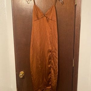 Copper Satin Slip Dress